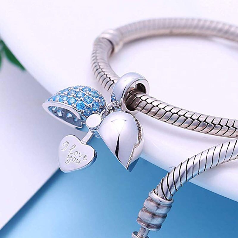 925 Sterling Silver Pendant Heart Beads Fit DIY Charms Silver 925 Original Bracelet Clip Beads For Women Jewelry Making