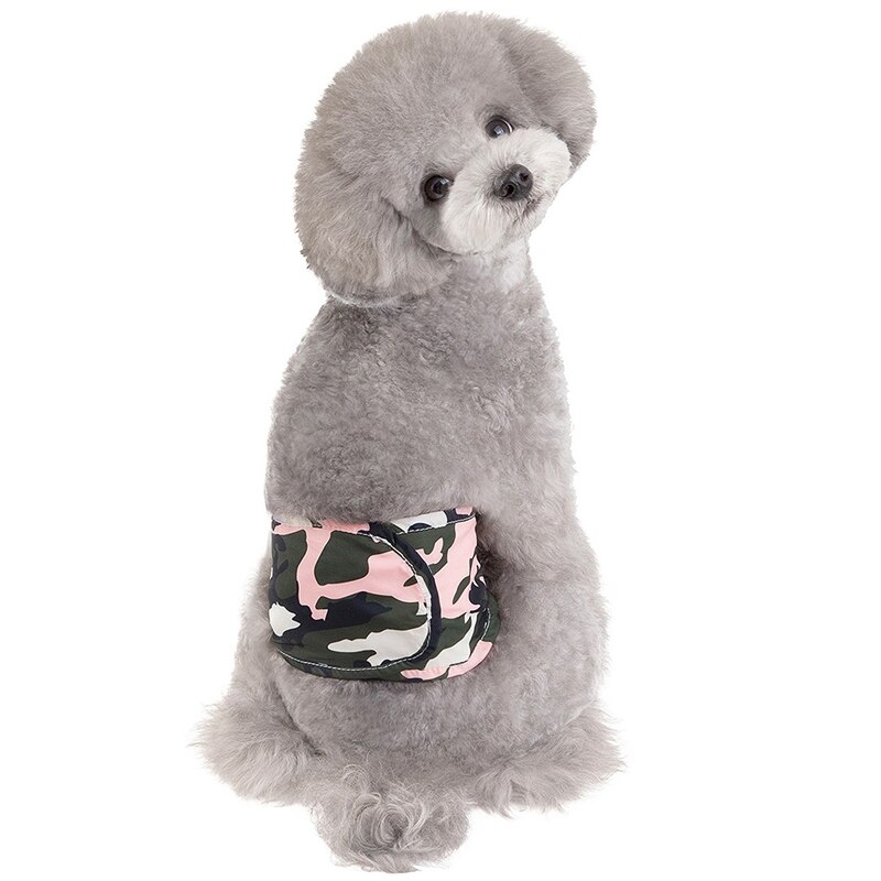 Husdjursblöjor flicka hund valp byxor hållbara hund sanitetsbyxor med hängslen fysiologiska byxor blöja hund blöjor valp blöja: Grön camo / M