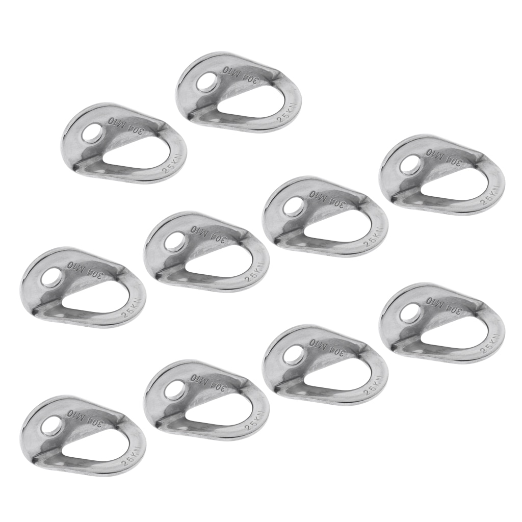 10 Pieces 10mm 3/8'' 25KN Bolt Hanger Plate 304 Stainless Steel for Rock Climbing Caving Anchor Belay Rescue Rigging Work