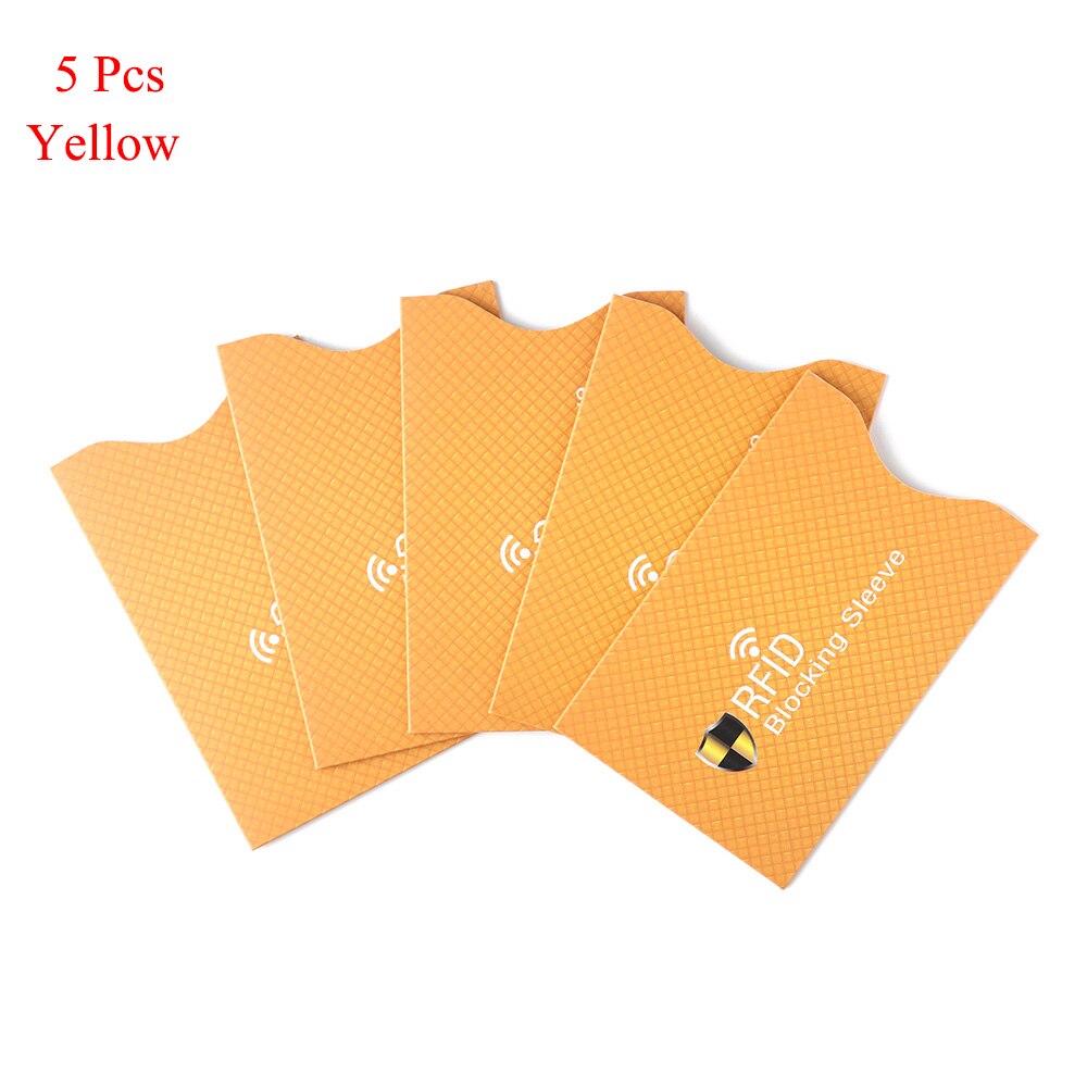 5Pcs Anti Diefstal Voor Rfid Credit Card Protector Blokkeren Kaarthouder Sleeve Skin Case Covers Bescherming Bankkaart Geval: yellow