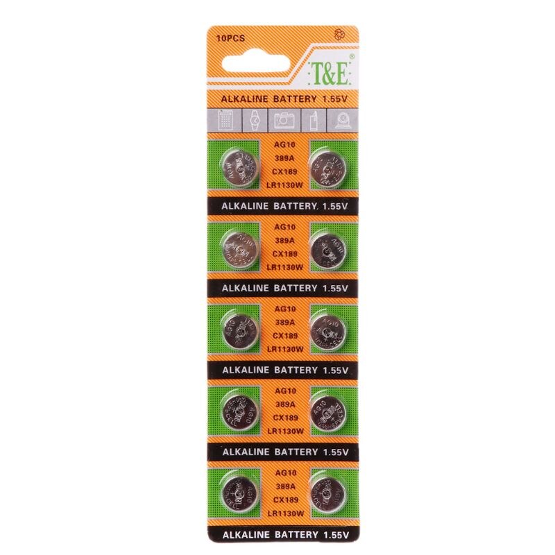 10PCS Button Coin Cell Battery AG10 1.5V Watch Batteries SR54 389 189 LR1130 SR1130 Toys Control Remote