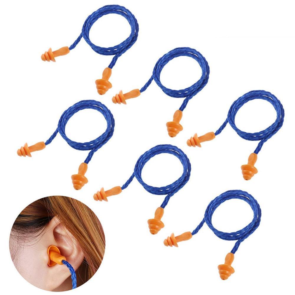 10pcs Earplugs Reusable Hearing Noise Protection Ear Plugs Corded Soft Silicone Earplugs for Swimming Water Sports