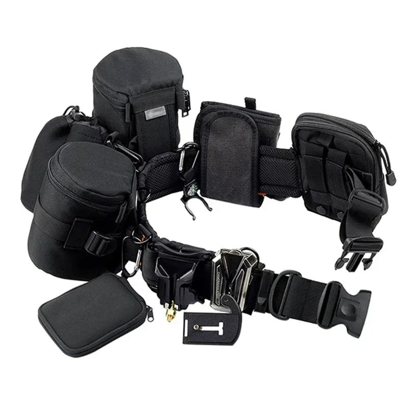 Cinturón de fotografía multifuncional para cámara Slr, cinturón fijo para lente de montañismo, hebilla de bolso, correa de cuero para cámara, accesorios para cámara