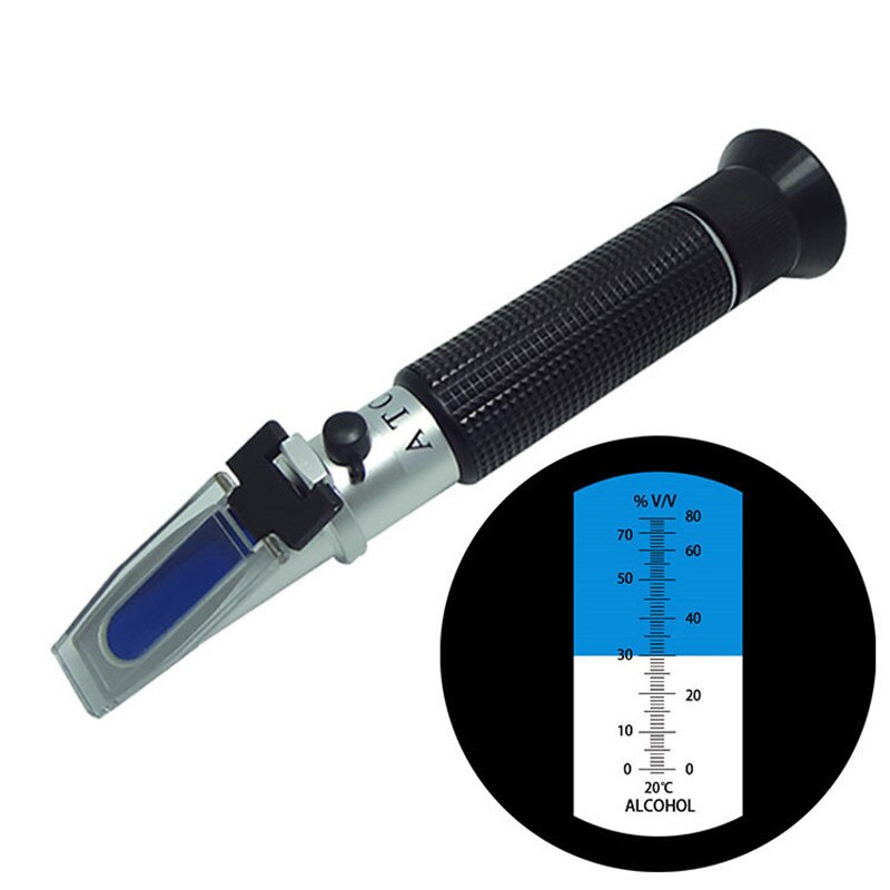 Handheld Alcohol Tester 0-80% Test Refractometer Wine Beer Tester