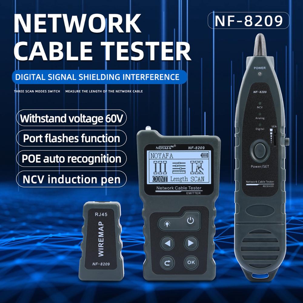 NF-8209 Network Cable Tester With LCD Wire Tracker Display Lan Cable POE Wire Checker Cat5 Cat6 Network Scan Test Tool: NF-8209