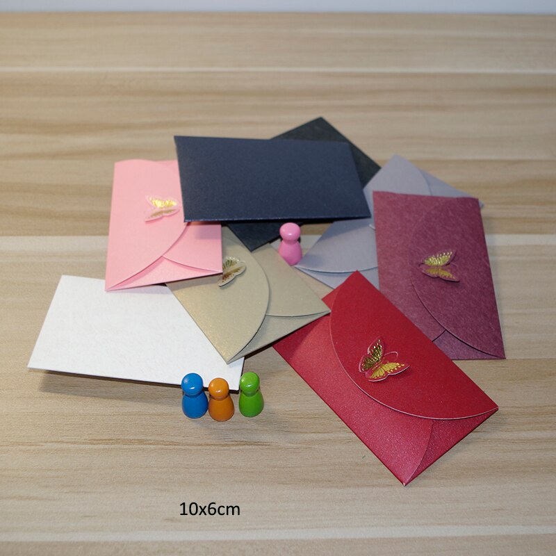 100 pçs/lote 10x6 cm 250gsm embrassed Bonito de ouro Borboleta Clasp Envelopes/Convite da Festa de casamento, coisas Vip cartões, Namecards