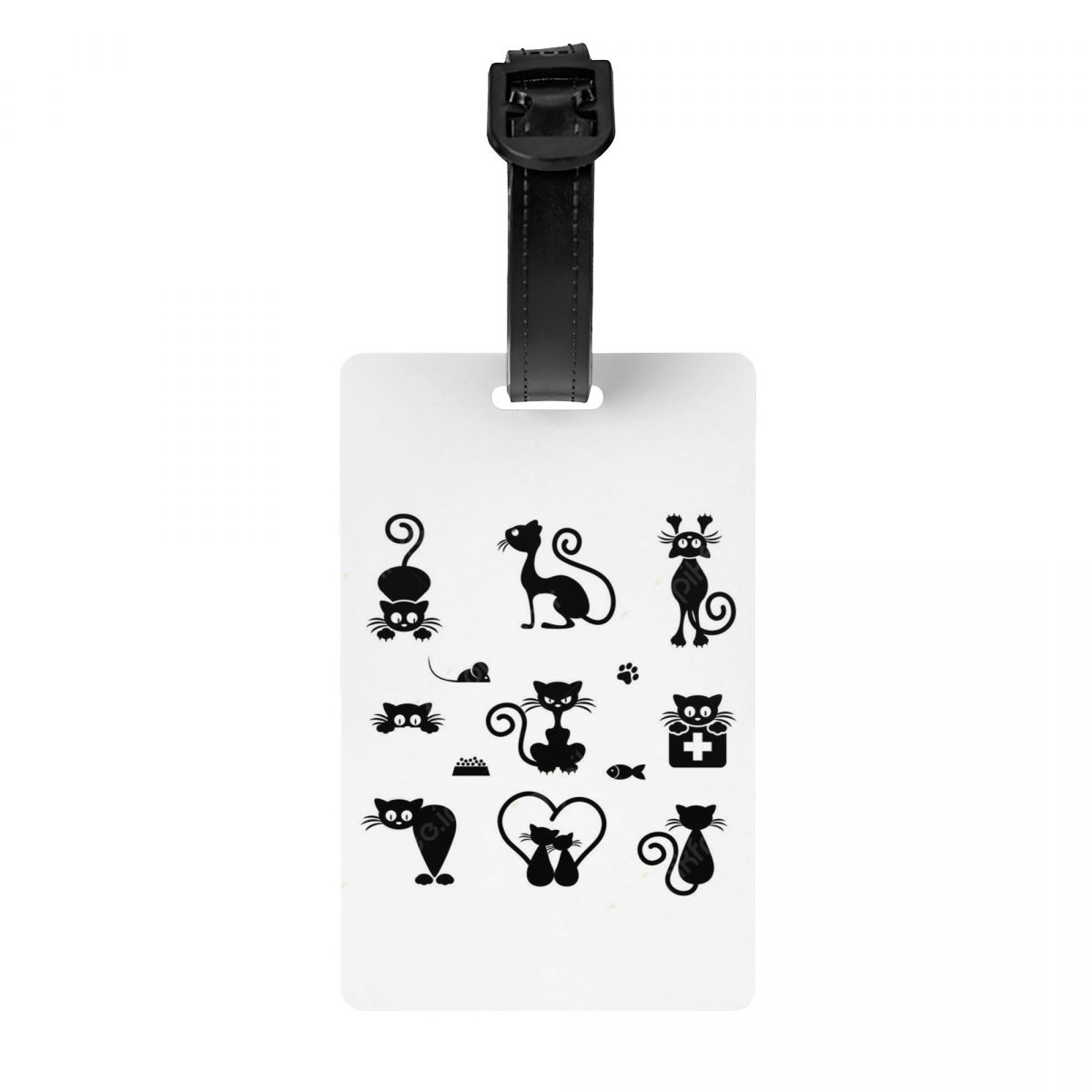 Leuke Zwarte Kat Bagagelabels Voor Koffers Grappige Bagagelabels Privacy Omslag Naam ID-Kaart: Donker Kaki