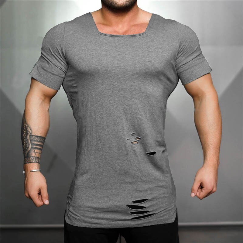 Miesten lyhythihainen t-paita kehonrakennus fitness-t-paita miesten urheilu-t-paita isot koot topit t-paidat