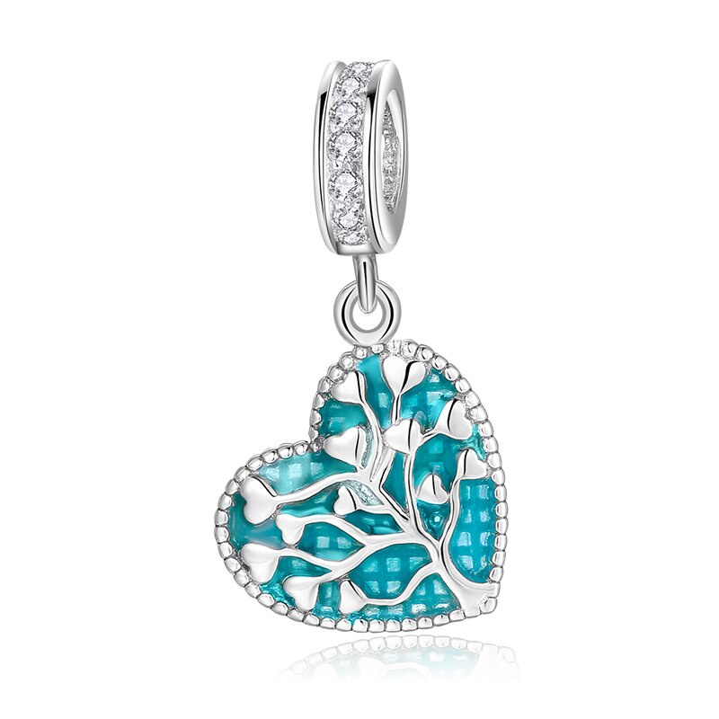 Arbre de vie fait avec amour et cœur, pour la fabrication de bijoux, breloques en émail de , argent 925 original
