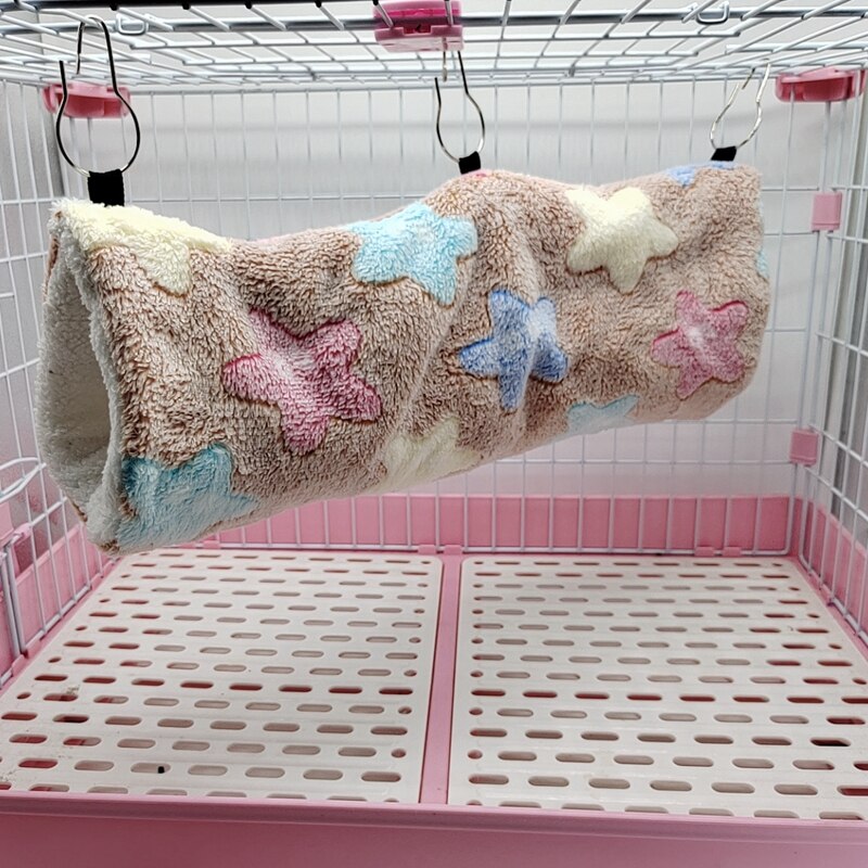 Multifunction Small Pet Tunnel Mini Animal Cage Hamster House Bed Playing Winter Warm Passage Small Pet Toy Guinea Pig Chipmunk: Star Yellow