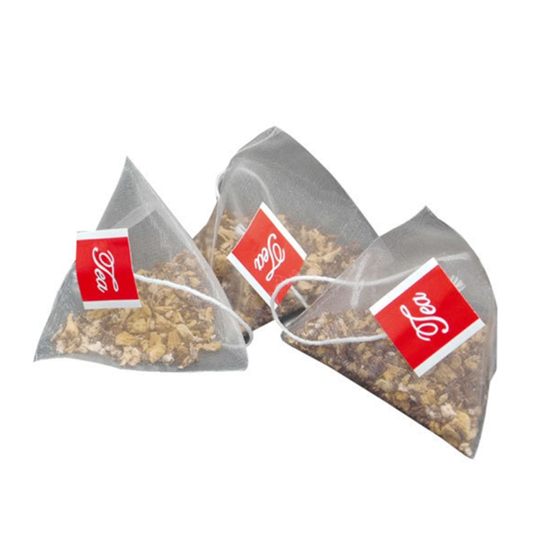 Sachet de thé en Nylon avec filtre, 100 pièces, étiquette simple, Transparent, vide