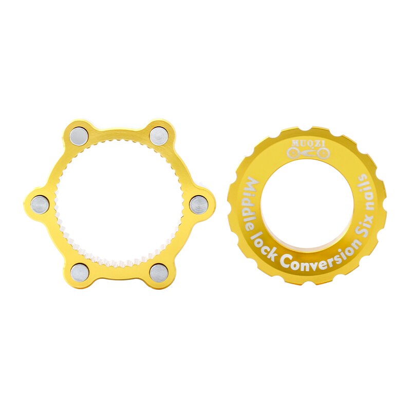 MUQZI Bike Centerlock To 6-Hole Adapter Mountain Bike Hub Center Lock Conversion 6 Bolt Disc Brake Rotor Cycling Accessoires: Yellow