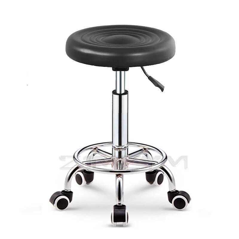 Taburete de salón de peluquería, silla giratoria de barra, elevador de equipo de PU, muebles ajustables, taburete de maquillaje: black