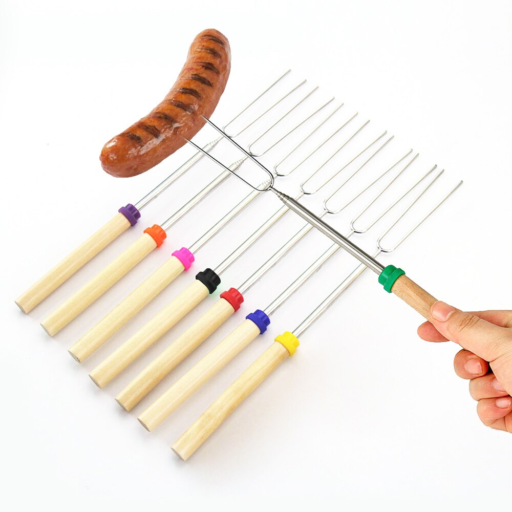 Rvs Bbq Marshmallow Roosteren Sticks Camping Kookgerei Uitbreiding Koffiebrander Telescopische Vorken Voor Kids