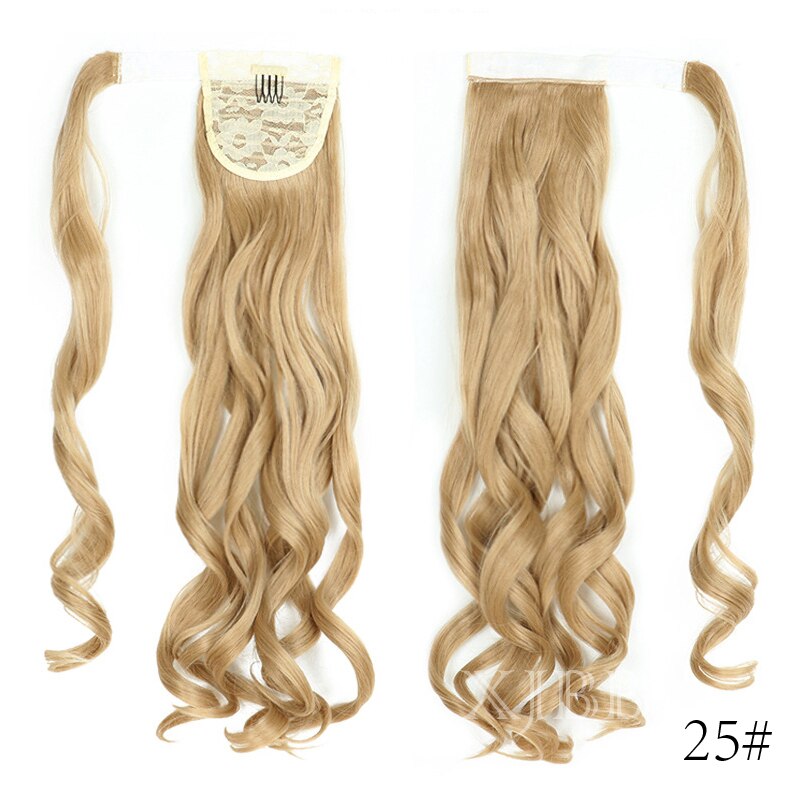 XJBB Seamless Wrap Around Synthetic Ponytail Extension for Women Long Ponytail Synthetic Hairpiece Wrap on Clip Hair Extensions: 25H