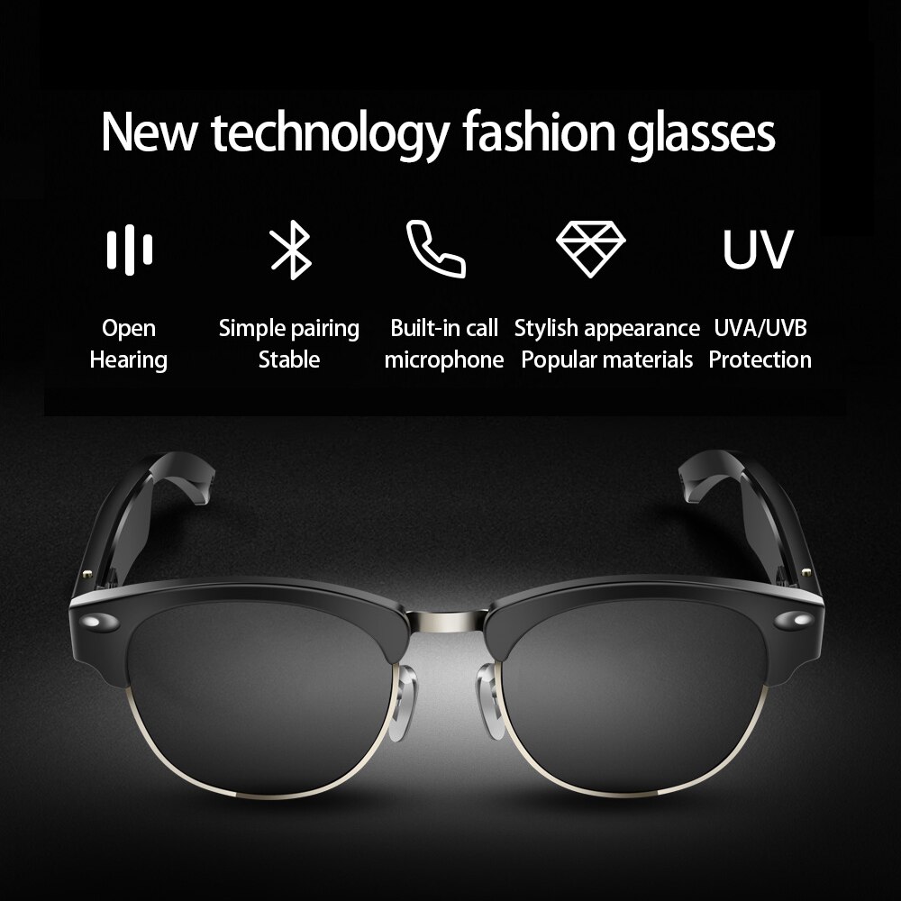 accorto Audio occhiali sport cuffie stereo Bluetooth cuffie a conduzione ossea musica HD suono guida equitazione occhiali da suola