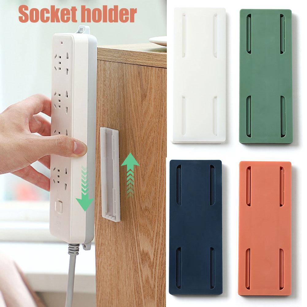 Punchfree-Soporte adhesivo para enchufe, fijador de pared, tira de alimentación, enchufes de almacenamiento, soporte de estante, gancho extraíble