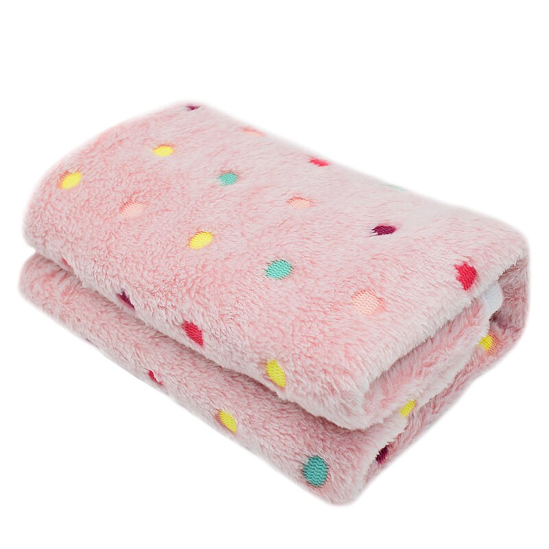 Couverture polaire chaude et douce pour lit de chat et de chien, imprimée à pois, coussin pour animaux de compagnie, tapis pour petits, moyens et grands chiots: Rose / 75 x 50 cm