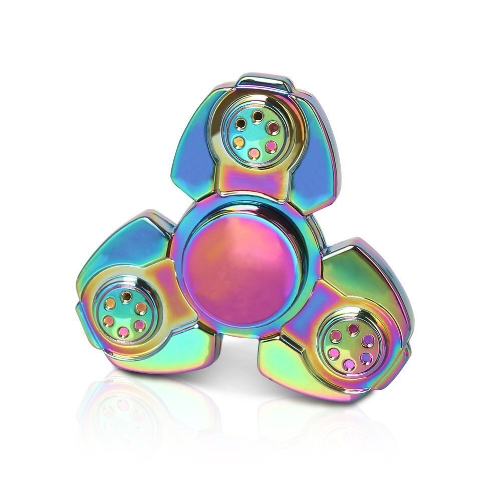 Regnbue farverig diamant rhombus sektion zink fidget spinner hånd spinner for fokus reducere autisme adhd stress legetøj med æske: Ckf