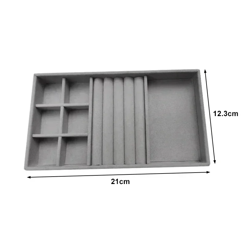 Velvet Jewelry Accessories Display Organizer Desktop Makeup Storage Box Earring Bracelet Ring Brooch Classification Drawer Tray: Dark Khaki