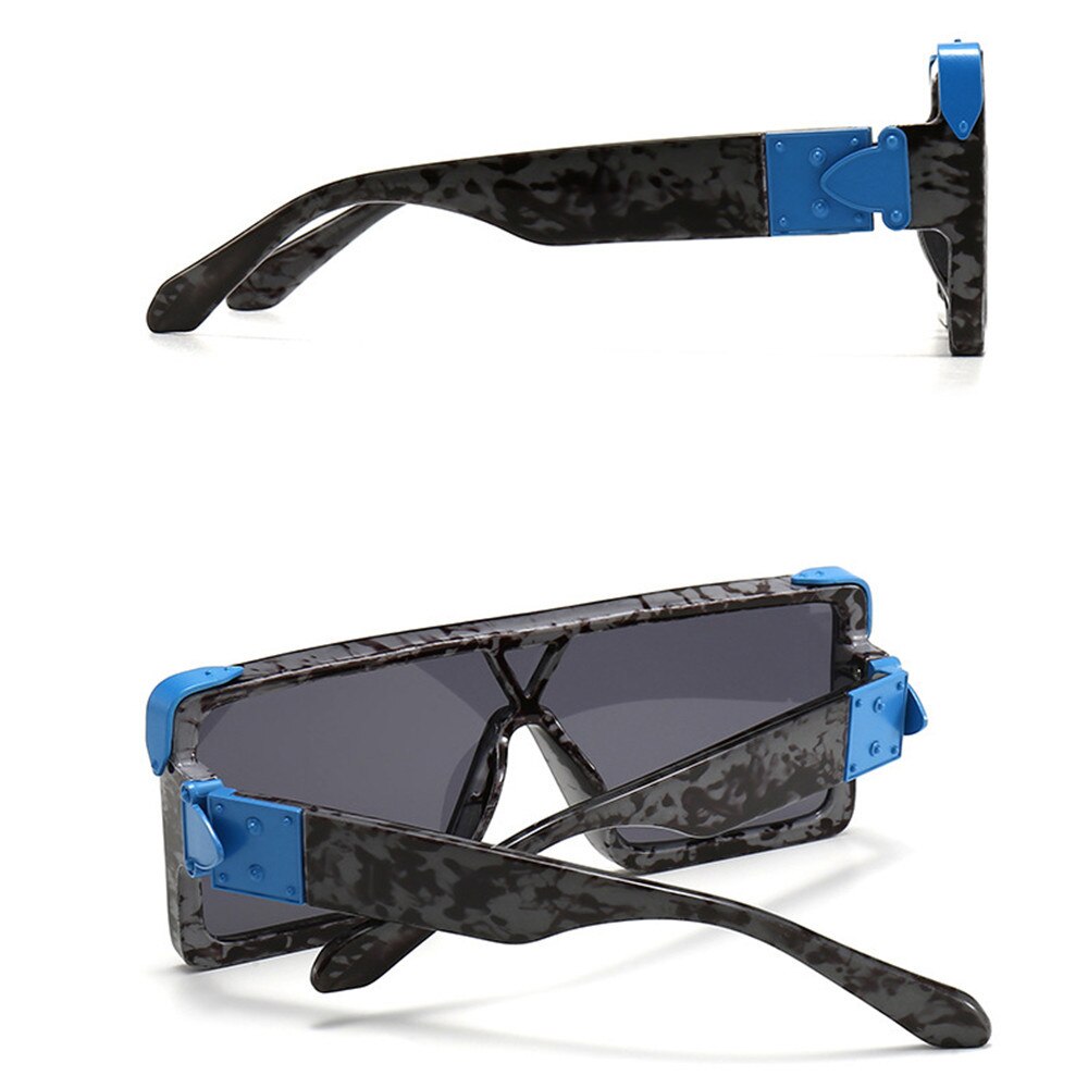estilo Vintage negro blanco cuadrado gafas de sol de gran tamaño hombres una pieza Hip Hop gafas de sol