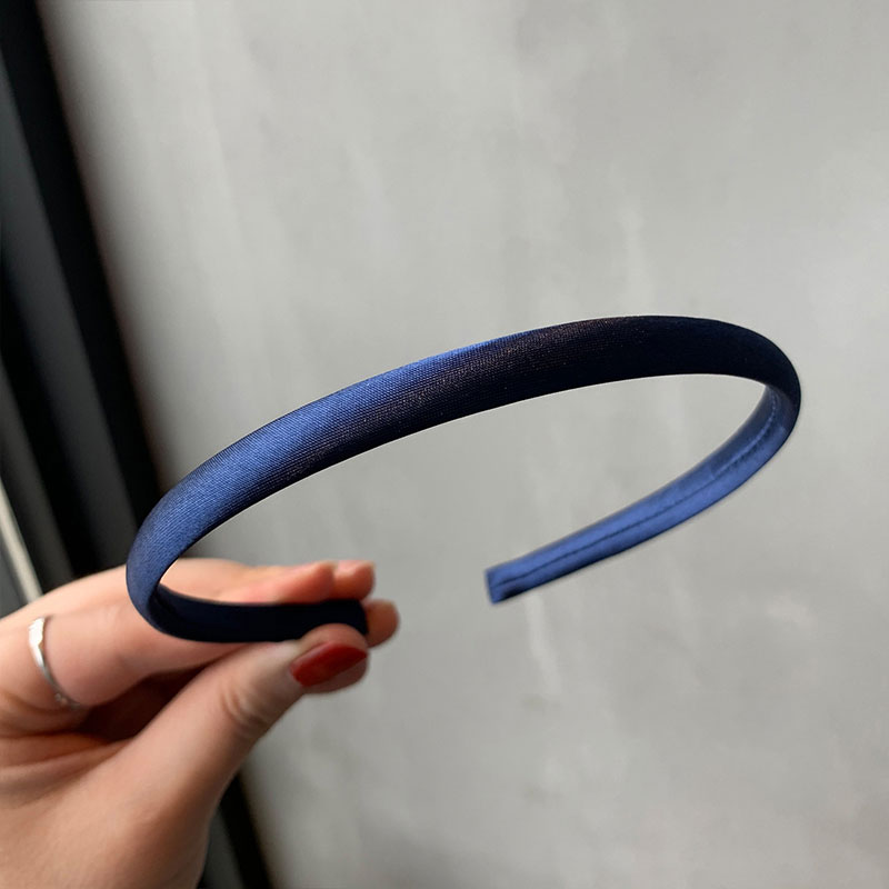 Diadema de satén rojo, azul y verde para mujeres y niñas, banda para el cabello para niños, accesorios para el cabello elásticos finos de Color sólido, tocado: Azul marino