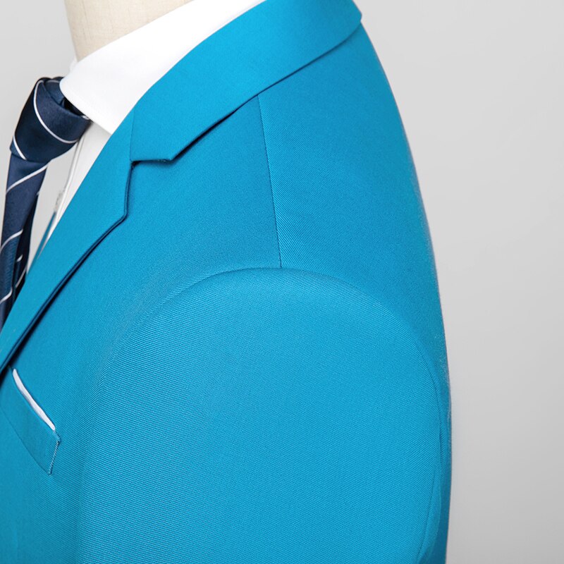 (Jas + Broek) luxe Mannen Trouwpak Mannelijke Blazers Pakken Voor Mannen Kostuum Business Formele Party Blue Classic Suits