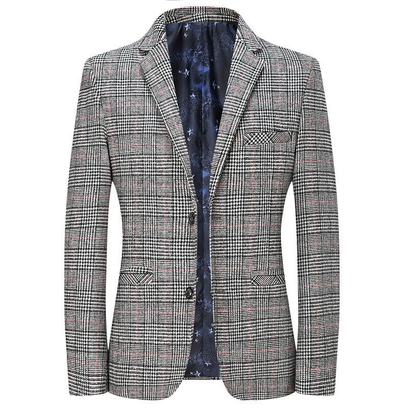 FGKKS Hohe männer Slim Casual Weißen Anzug Jacke herren Business Casual Trend Streifen Anzug jacke Männer: Red / XXXL