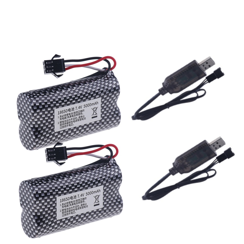Chargeur de batterie 7.4V 5000mah MN82, batterie de voiture télécommandée MN128 MN78 LC79 pour montre, détection de gestes, voiture de cascade RC torsadée SM3p: YELLOW