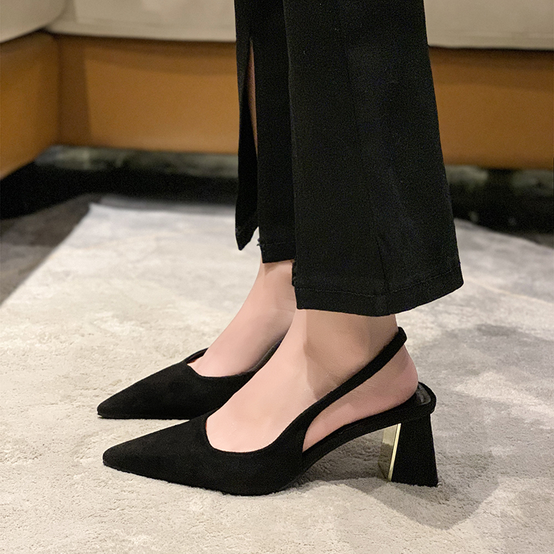 Sandalias negras para mujer, novedad de verano, sandalias de para mujer, zapatos de tacón puntiagudos para mujer, zapatos de vestir de oficina, zapatos altos sexis de tacón cuadrado