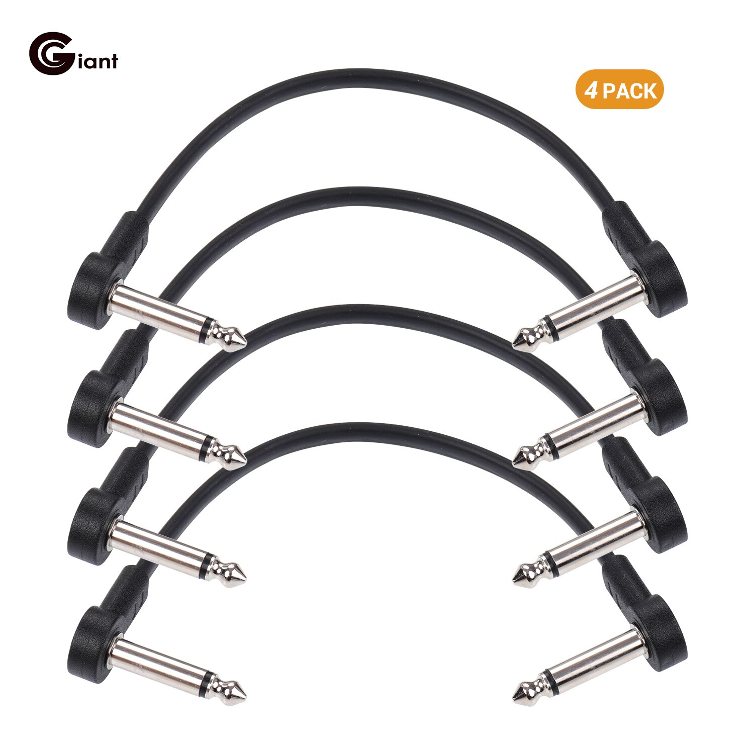 Ggiant-Cables de parche plano para Pedal de efectos de guitarra de AC-8, longitud de 6 pulgadas con conectores de ángulo recto de 1/4 pulgadas, Juego de 4 paquetes