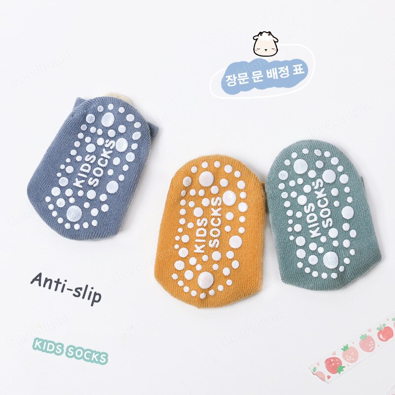 Kids Socks Baby Boy Winter Warm Socks Anti-slip Cartoon Animals Cotton Terry Thicken Socks Floor Home Rubber Sole Lion Fox Bear