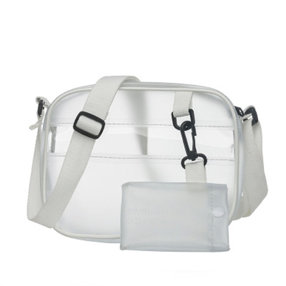 Women Clear Tote Bag Pvc Handbag Shoulder Transparent Beach Clutch Purse Diagonal Bag: white-21X16X5