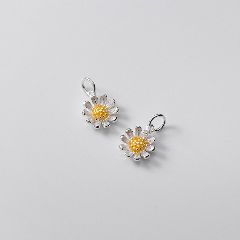925 Sterling Zilver Mooie Geel Daisy Bloem Charms Ambachten Gehele S925 Zilveren Dangle Hangers Diy Fijne Sieraden Bevindingen