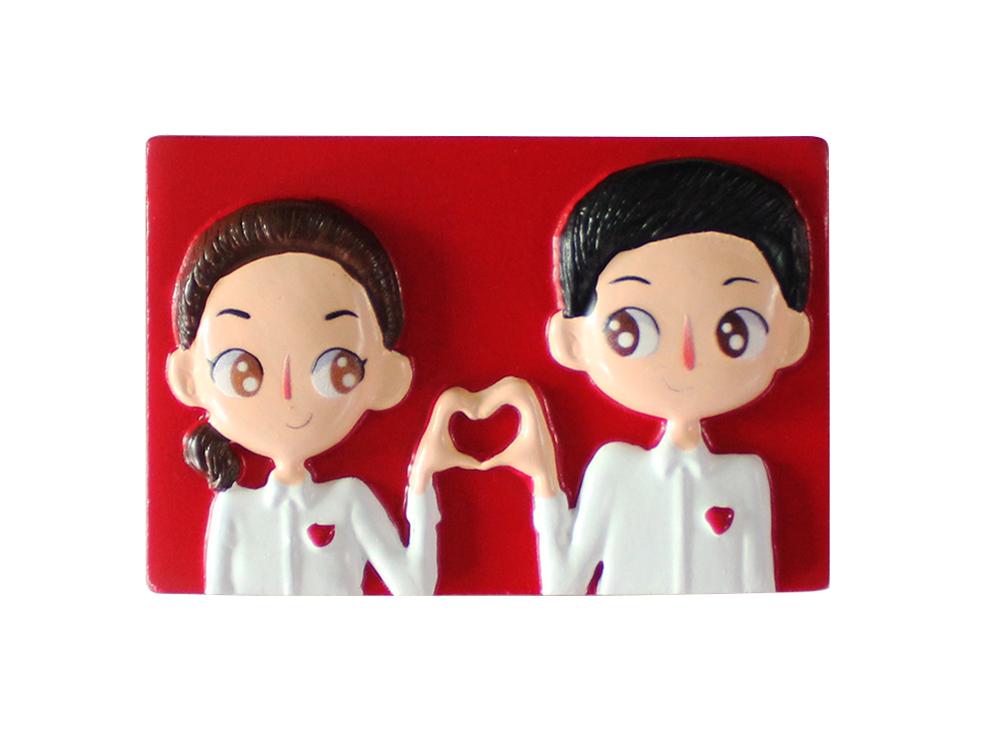Red Heart Home Decoration Couple Refrigerator Sticker Romantic Wedding Polyresin Fridge Magnet Souvenir Decoration: Light Grey