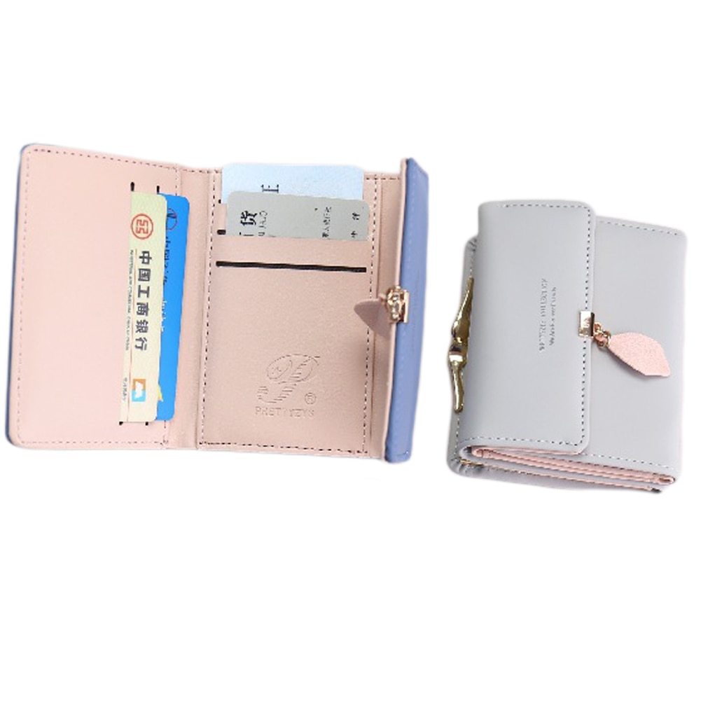 Women's Short Wallet PU Leather Leaf Tassel Clutch Portable ID Credit Card Holder purse