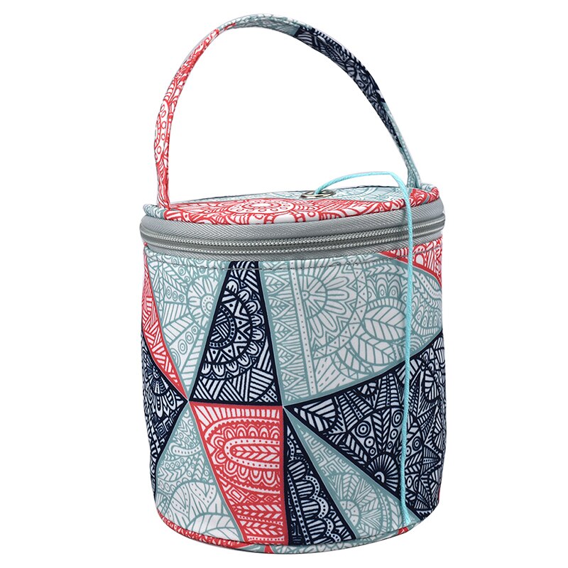 Knitting Yarn Crochet Round Storage Bag Knitting Needles Yarn Tote Organizer DIY Craft Woolen Basket Sewing Tool Bag: geometry