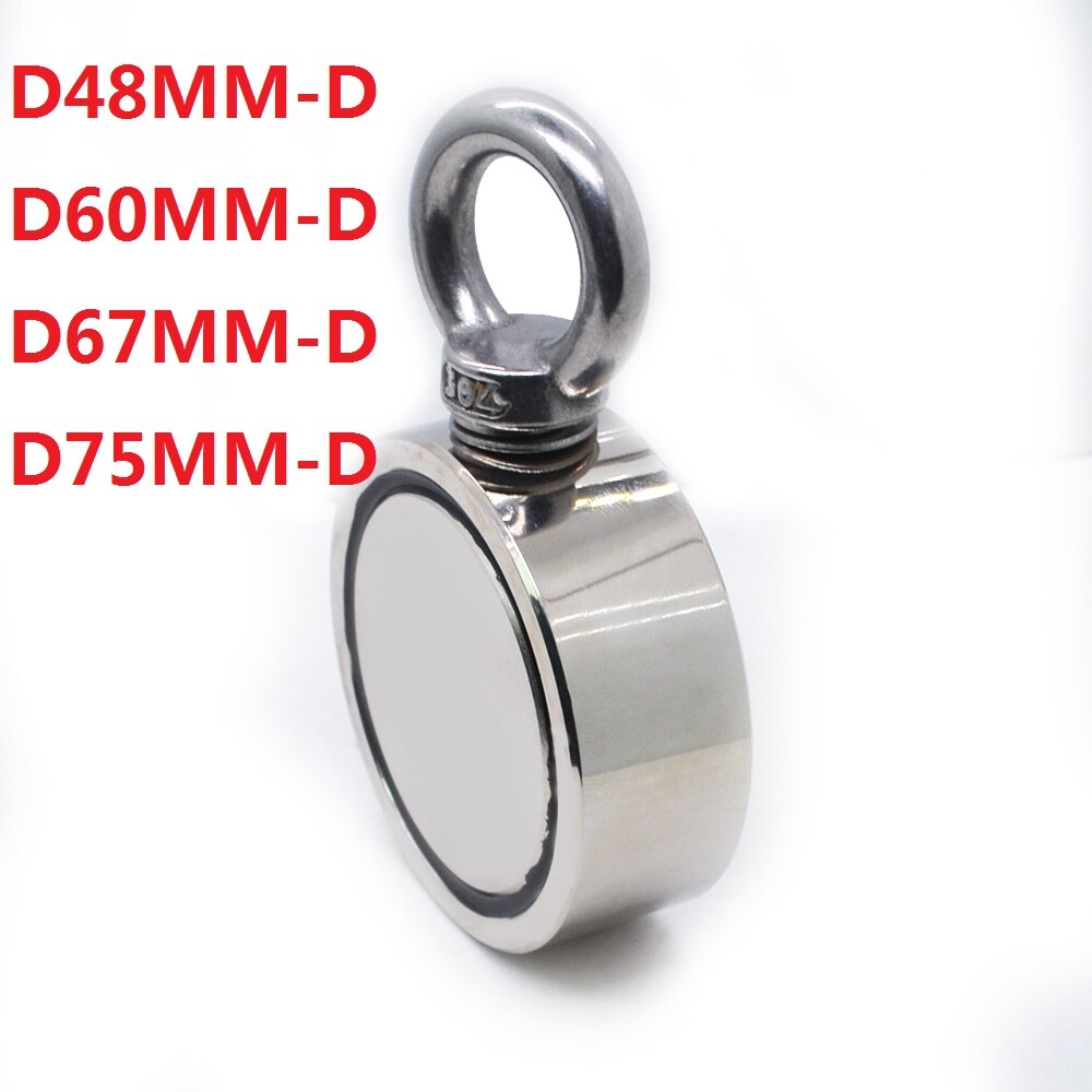 Anneau pour pêche à l'aimant en néodyme Super puissant, crochet à anneau pour récupération en profondeur 48mm, 60mm, 67mm, 75mm, aimant support de pêche tirant