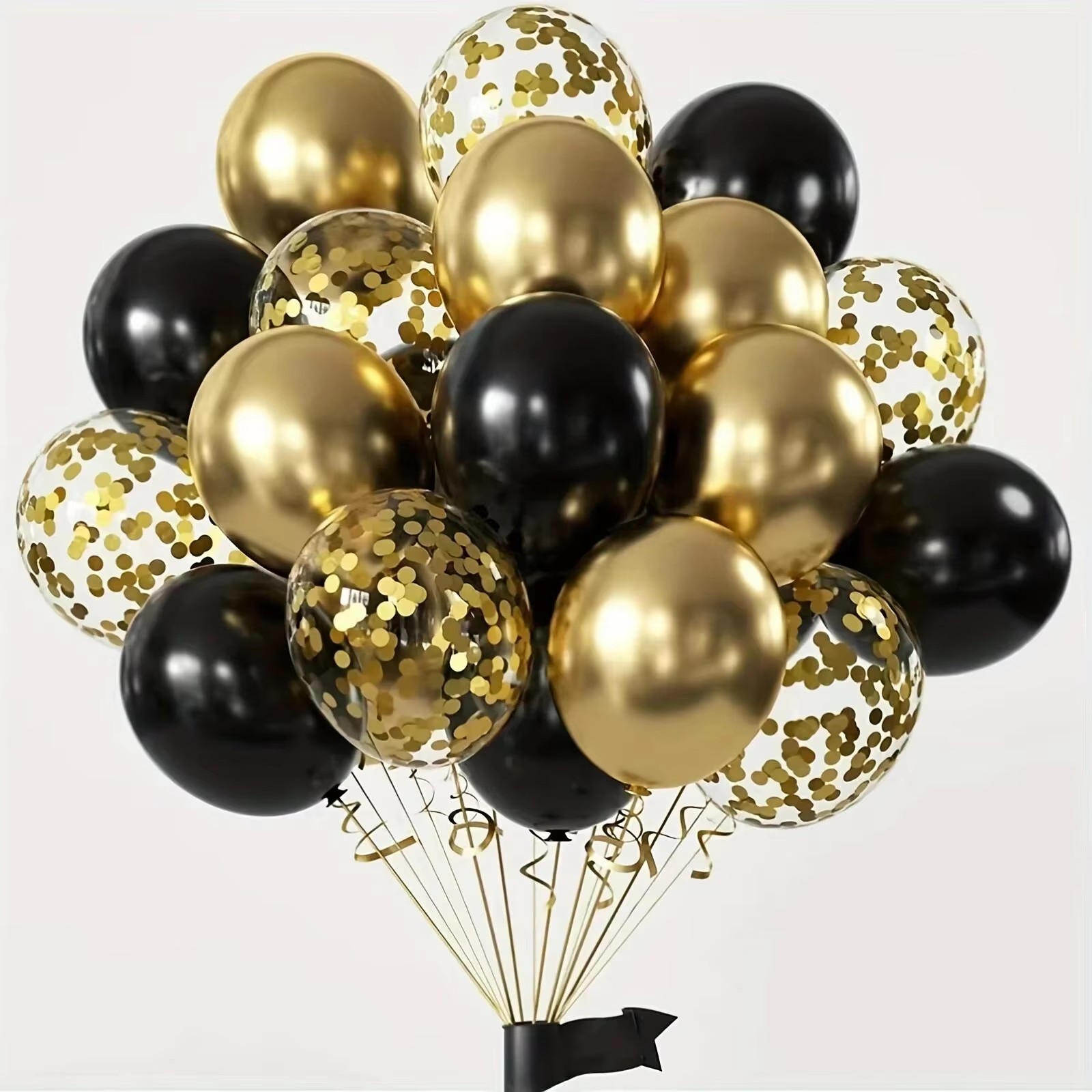 16pcs Black Metallic Sequin Balloons for Birthday Wedding Graduation Party Balloon Decoration: MULTI