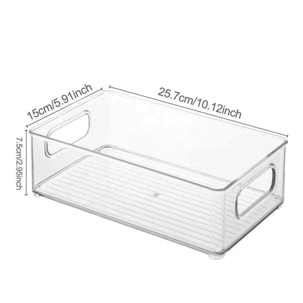 4pc Refrigerator Organizer Bins Stackable Fridge Food Storage Box with Handle Clear Plastic Pantry Food Freezer Organizer Tools