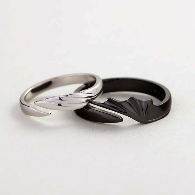 925 argent Sterling ange et diable Couple anneaux Original Texture romantique anneaux pour amoureux Festival bijoux
