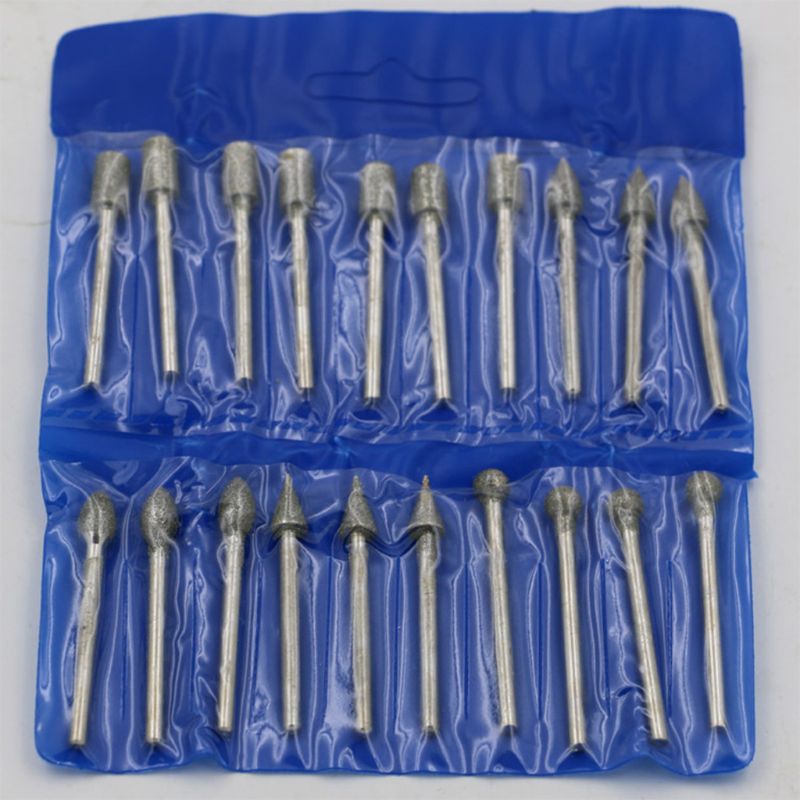 20/pcs 6X3mm Diamond Rotary Tool Sintered Diamond Burs Abrasive Grinding Head Accessories Diamond Bits
