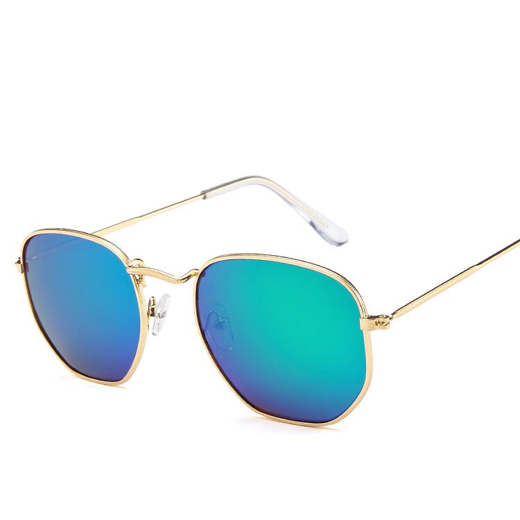 Polygonale kvinner solbriller menn briller dame luksus retro metall solbriller årgang speil  uv400 oculos de sol: Kvikksølvgrønn
