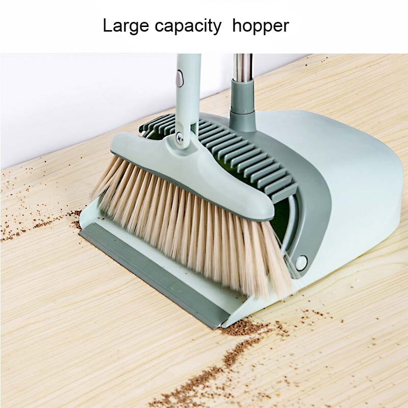 Opvouwbare Winddicht Huishouden Bezem Stoffer Set Plastic Anti-Kronkelende Zachte Haren Floor Sweep Antislip Handvat Borstel om