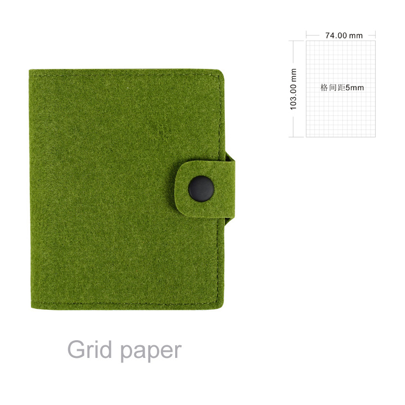 Mini Pocket Notebook Memo Pad Wool felt Note Book Stationery Traveler Journal Stationery To Do List Tear Checklist Note Pad: Green grid