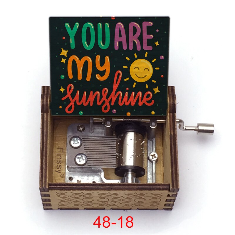 Wooden Music Box music theme You are My Sunshine Birthday Christmas year greeting inspiring: Purple Pink