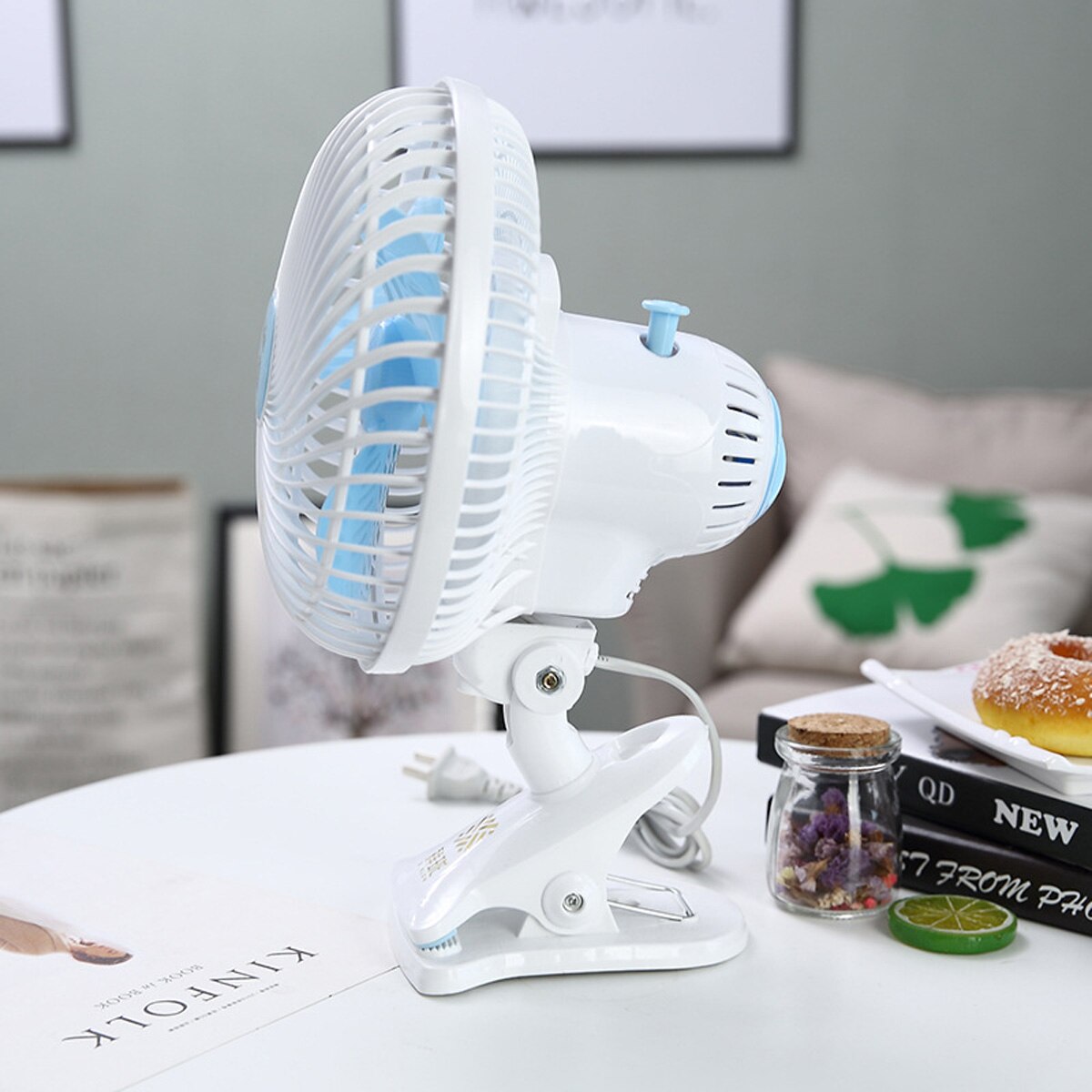 220V 180 Degree Adjustable Mini Desktop Fan High-Speed Air Desk and Clip On Fan With Fan Head Clamp For Dormitory Office