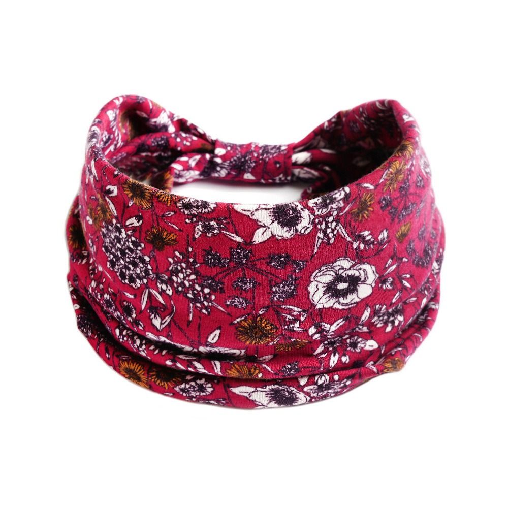 Boho Flower Print Wide Headbands Vintage Knot Elastic Turban Headwrap for Women Girls Soft Bandana Hair Accessories: green