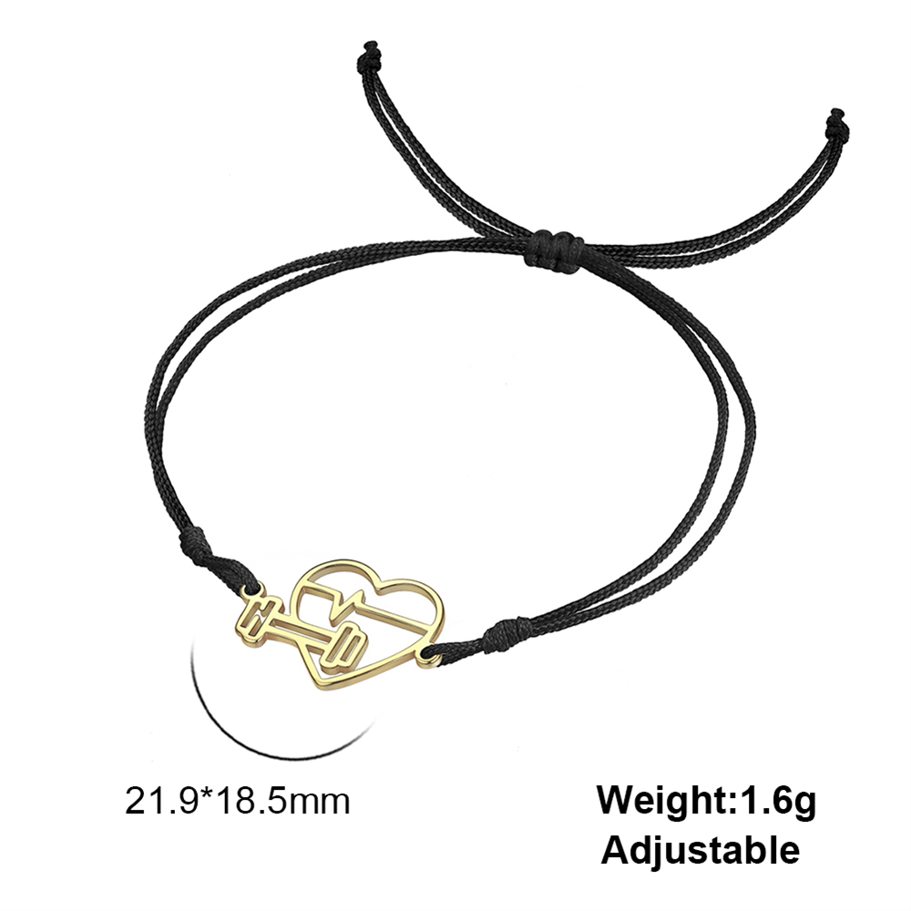 Cazador Esercizio sport battito cardiaco Bracciale con ciondolo con manubri per donna Gioielli in acciaio inossidabile 2025 Bracciale a catena con scatola a portata di mano: Luce di Colore Giallo Oro