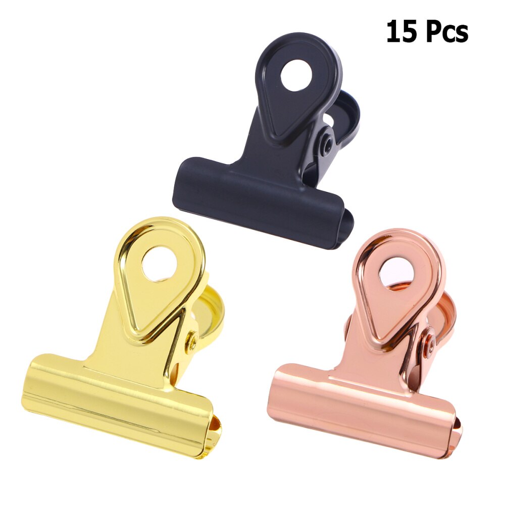 15PCS Metal Hinge Clips Binder Clips Paper Clamp Copper Paper Clips (20MM): Default Title